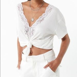 Urban Outfitters Lace Trim V-Neck Top
